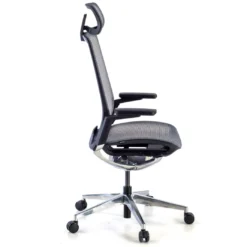 Silla de oficina ergonómica aluminio Duna red negra con reposacabezas