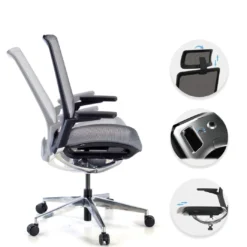 Silla de oficina ergonómica aluminio Duna red negra