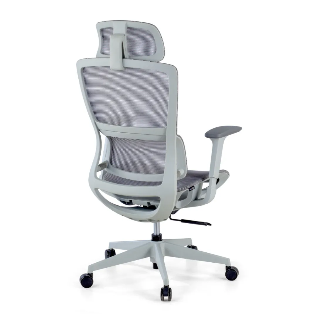 Silla de oficina Gravity White, reposacabezas, brazos 3D, red