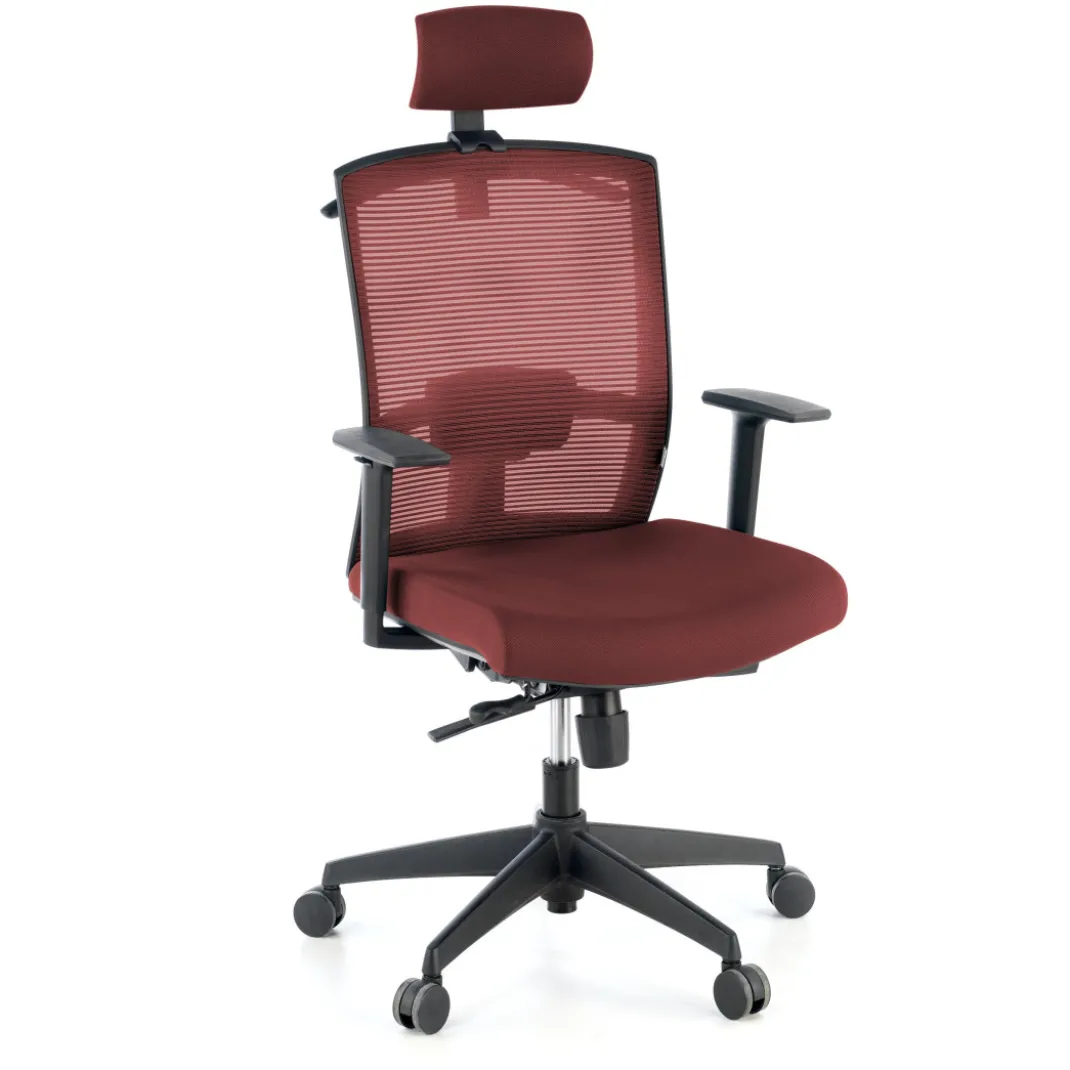 Silla de oficina Kendo, brazos ajustables, reposacabezas, red