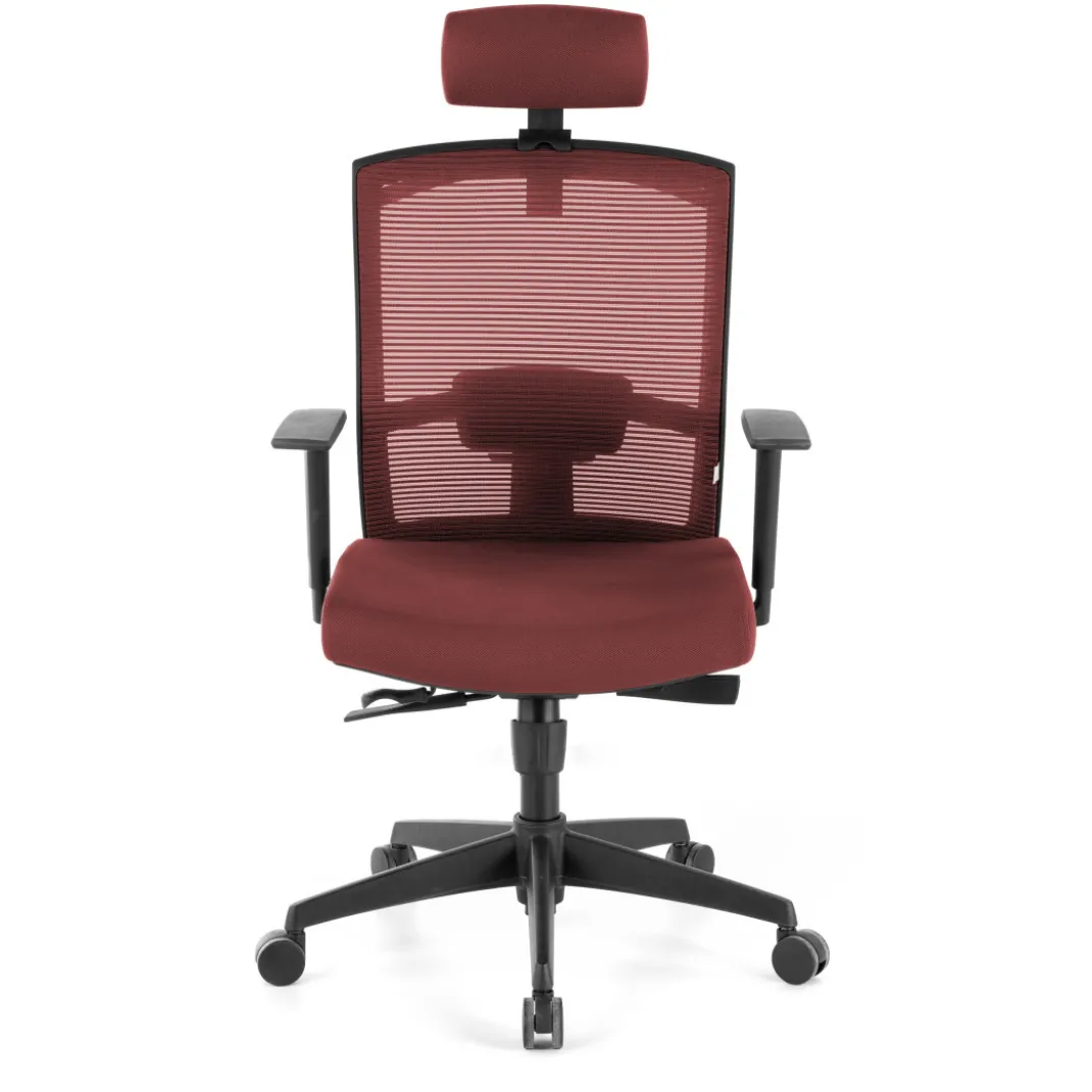 Silla de oficina Kendo, brazos ajustables, reposacabezas, red