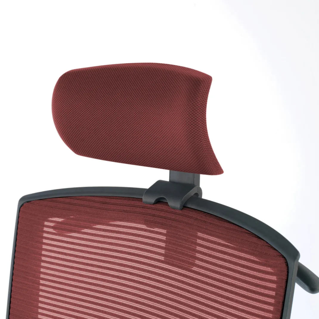 Silla de oficina Kendo, brazos ajustables, reposacabezas, red