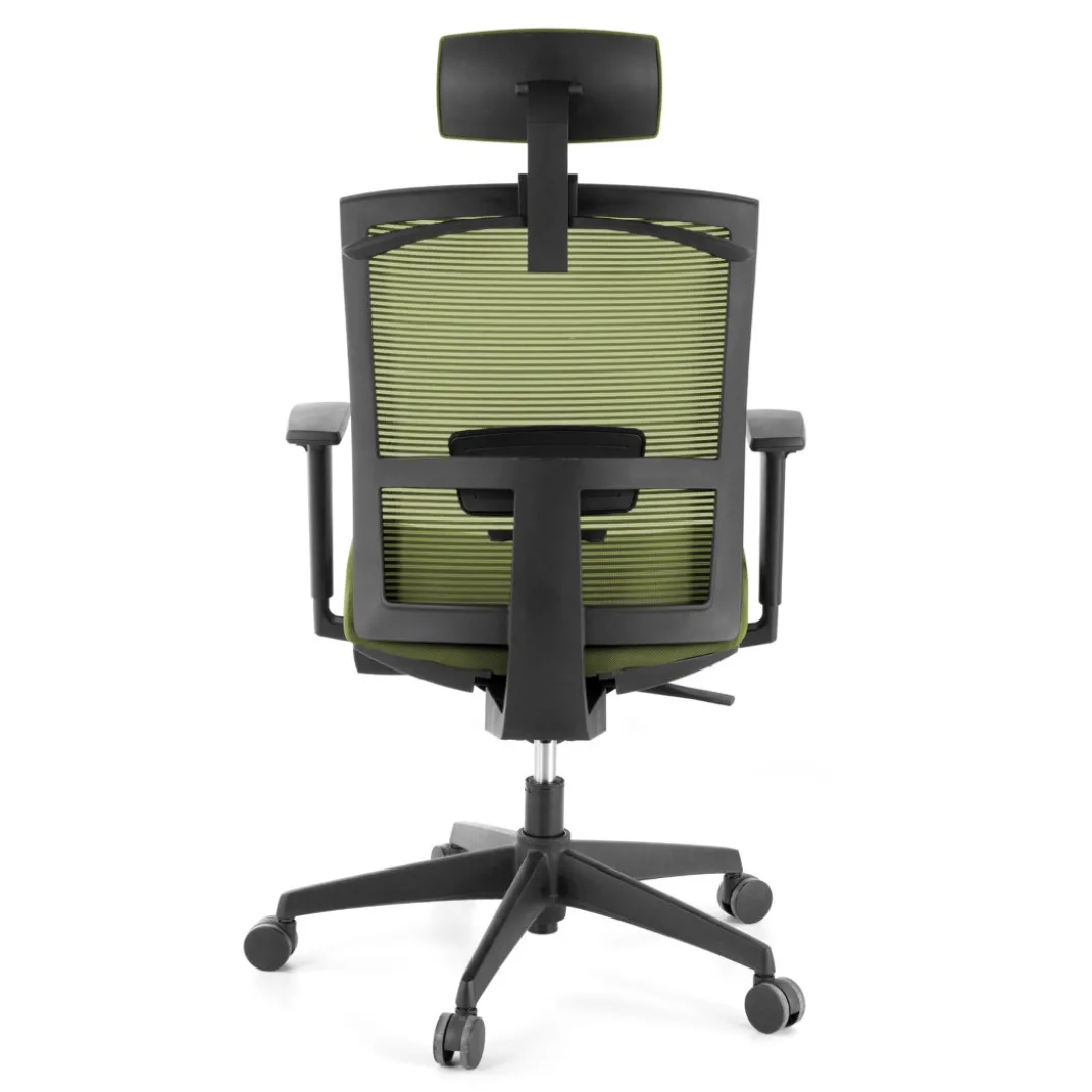 Silla de oficina Kendo, brazos ajustables, reposacabezas, red