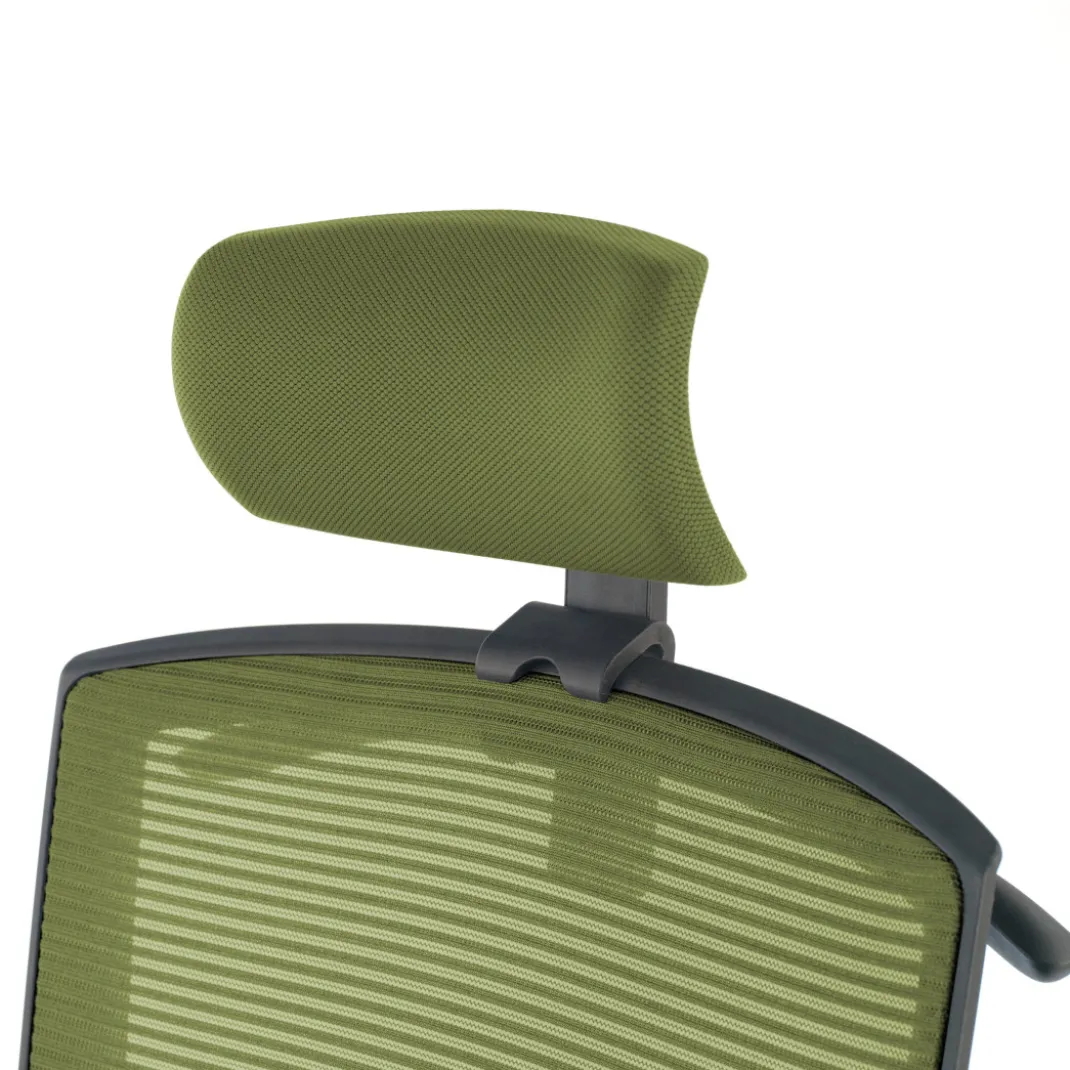 Silla de oficina Kendo, brazos ajustables, reposacabezas, red