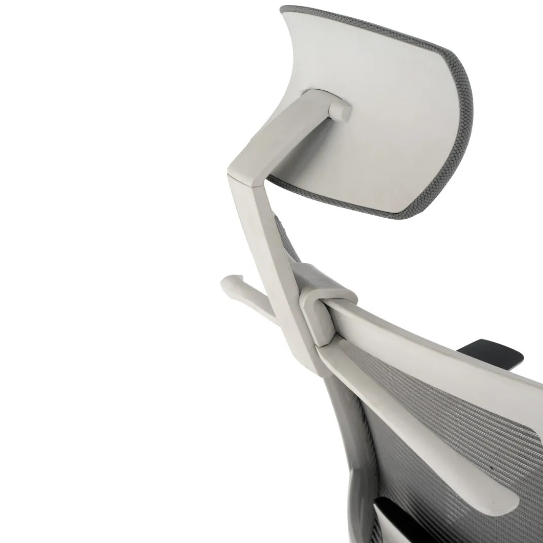 Silla de oficina Kendo white, brazos ajustables, reposacabezas, red