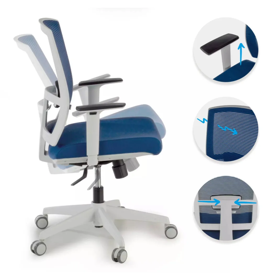 Silla de oficina Kendo white, brazos ajustables, red