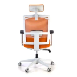 Silla de oficina Kendo white, brazos ajustables, reposacabezas, red