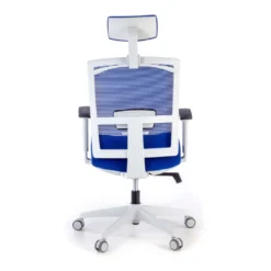 Silla de oficina Kendo white, brazos ajustables, reposacabezas, red
