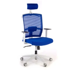 Silla de oficina Kendo white, brazos ajustables, reposacabezas, red