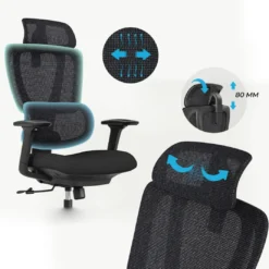 Silla de oficina Motion, reposacabezas, brazos 3D, red