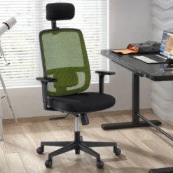 Silla de oficina profesional Sugar black con reposacabezas