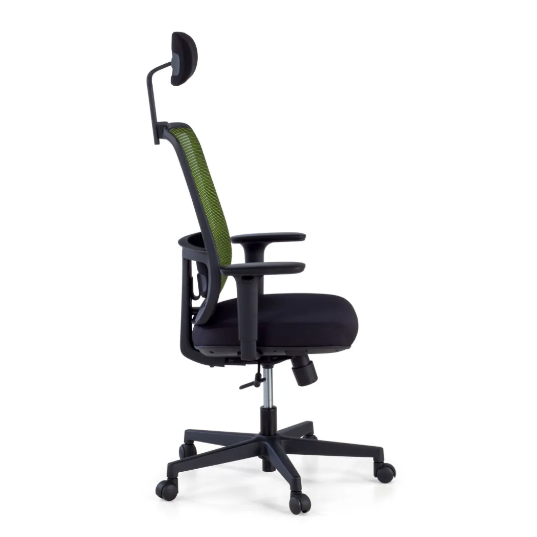 Silla de oficina profesional Sugar black con reposacabezas