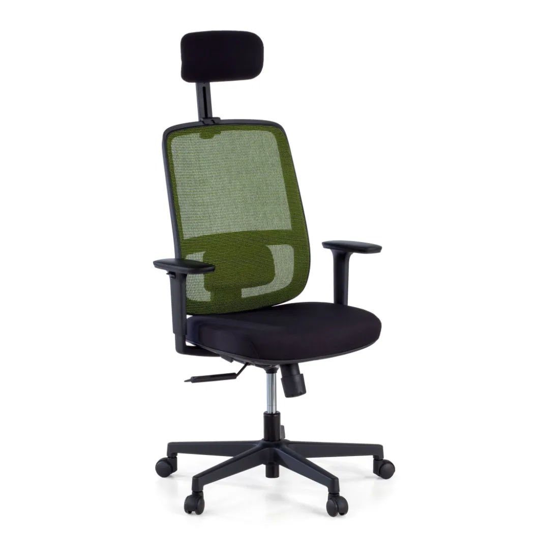 Silla de oficina profesional Sugar black con reposacabezas