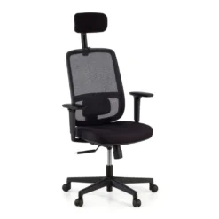 Silla de oficina profesional Sugar black con reposacabezas
