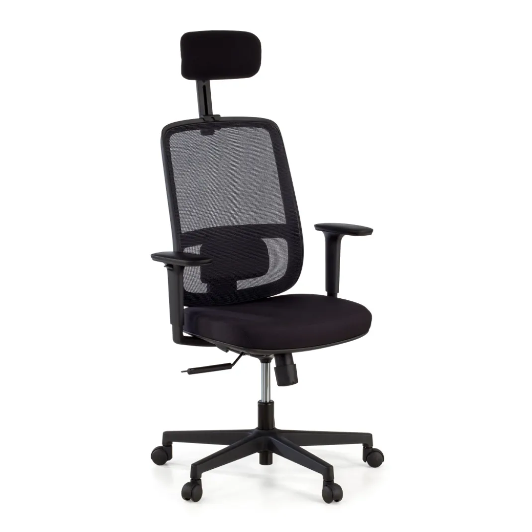 Silla de oficina profesional Sugar black con reposacabezas