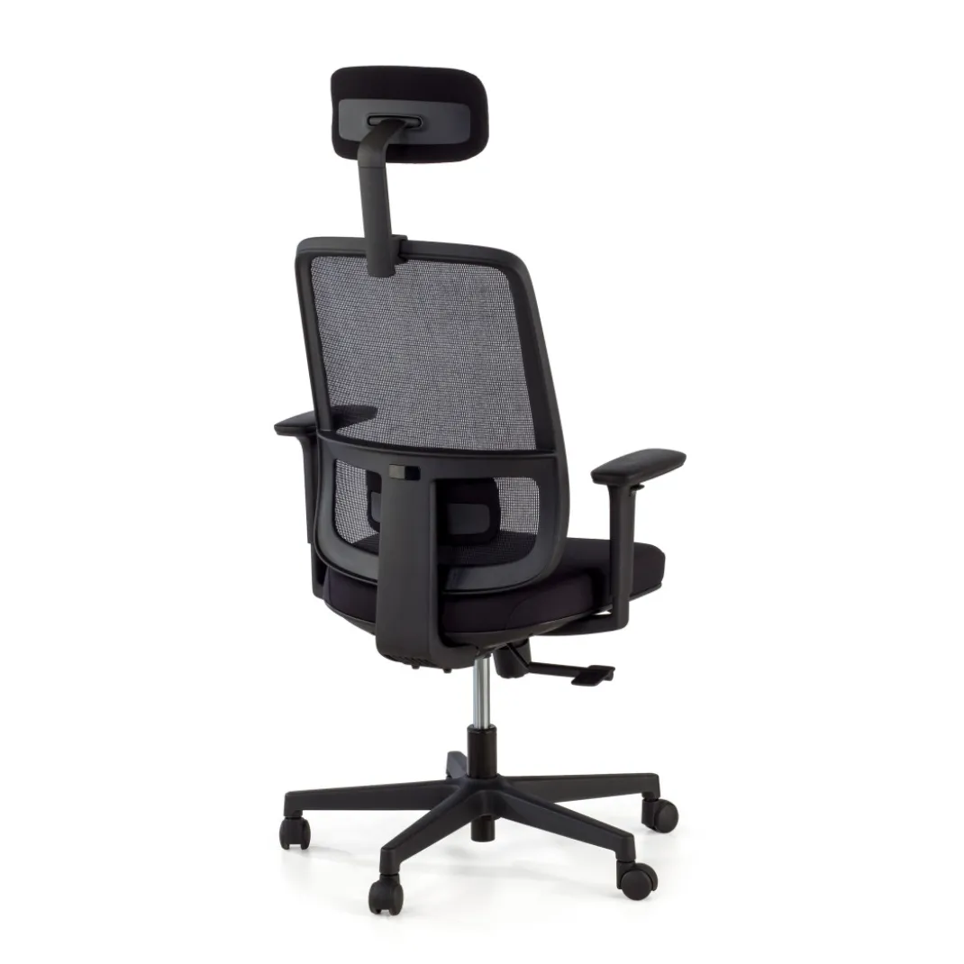 Silla de oficina profesional Sugar black con reposacabezas
