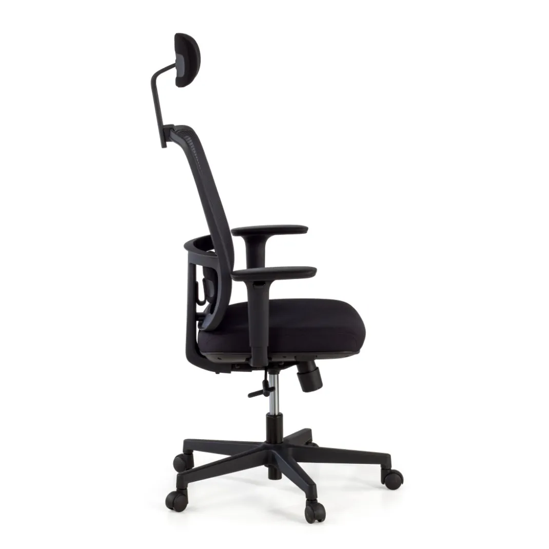Silla de oficina profesional Sugar black con reposacabezas