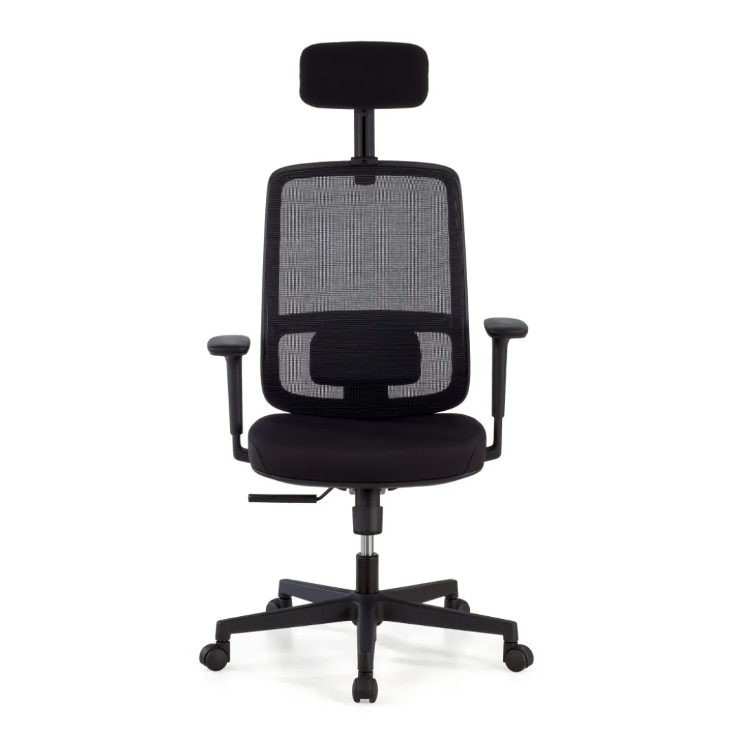 Silla de oficina profesional Sugar black con reposacabezas