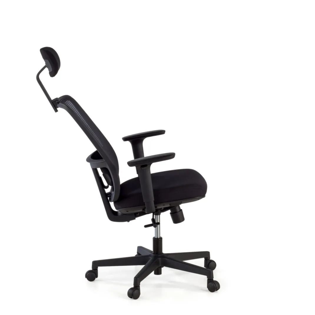 Silla de oficina profesional Sugar black con reposacabezas