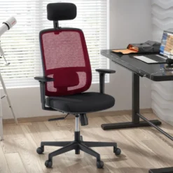 Silla de oficina profesional Sugar black con reposacabezas