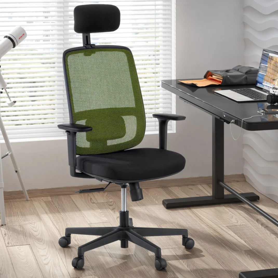 Silla de oficina profesional Sugar black con reposacabezas