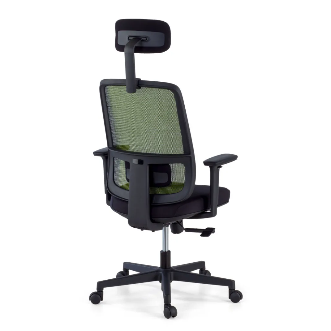 Silla de oficina profesional Sugar black con reposacabezas
