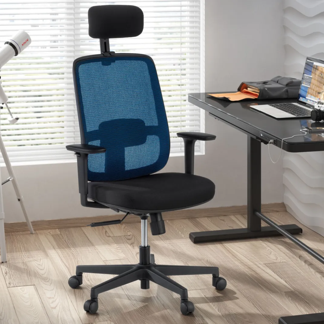 Silla de oficina profesional Sugar black con reposacabezas
