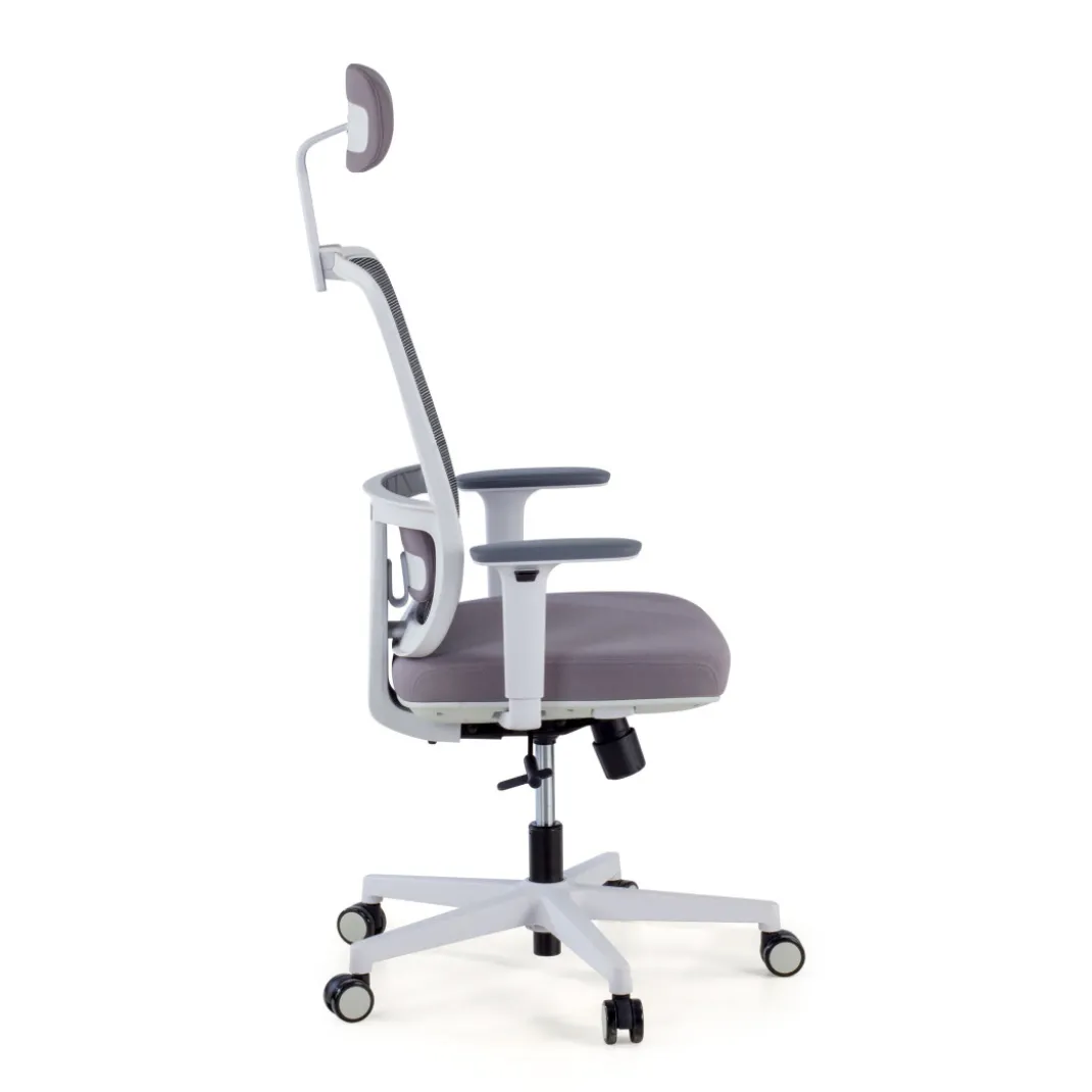 Silla de oficina Sugar white con reposacabezas