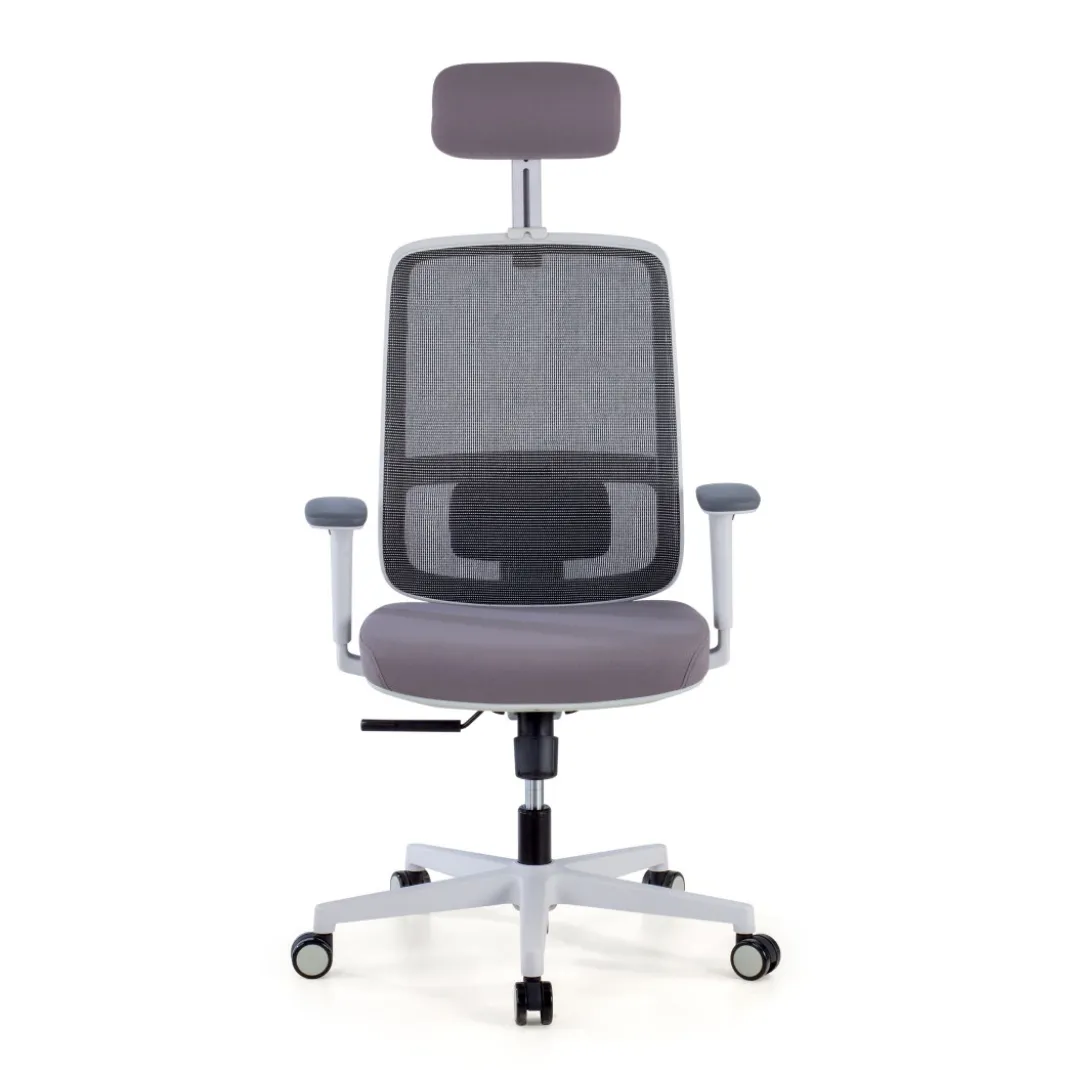 Silla de oficina Sugar white con reposacabezas