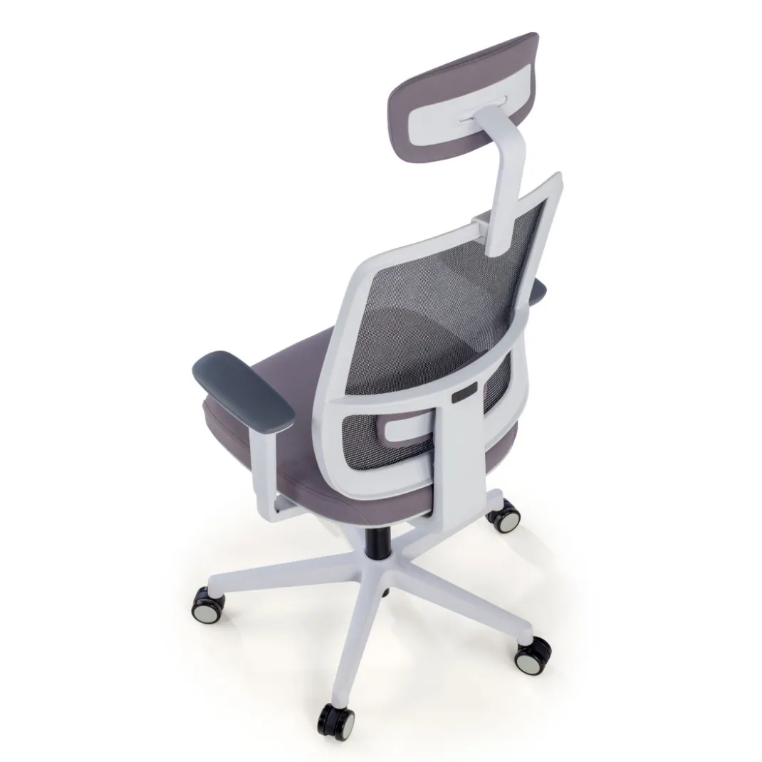 Silla de oficina Sugar white con reposacabezas