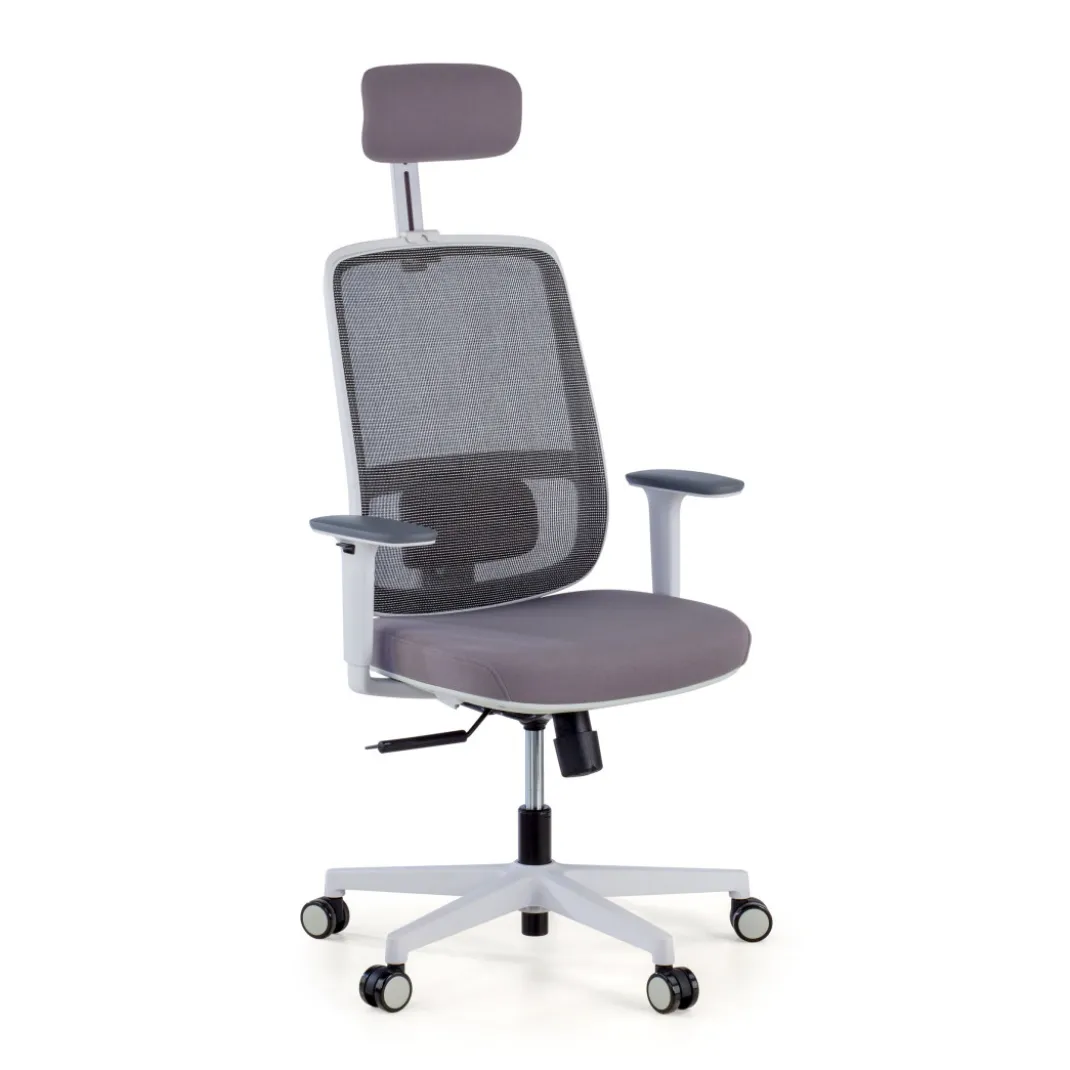 Silla de oficina Sugar white con reposacabezas