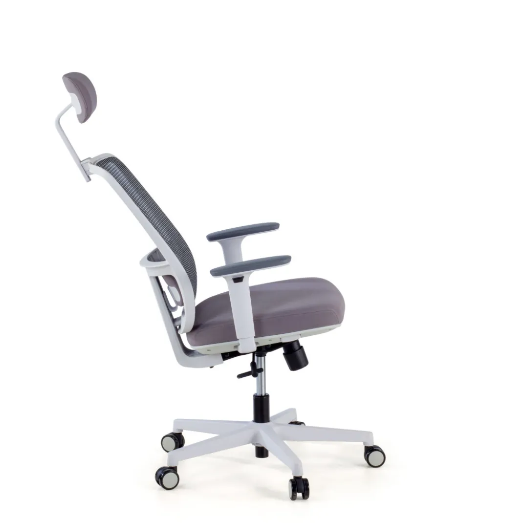 Silla de oficina Sugar white con reposacabezas