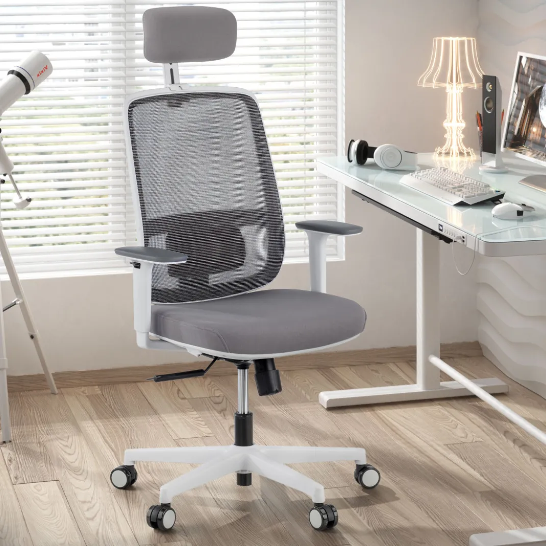 Silla de oficina Sugar white con reposacabezas