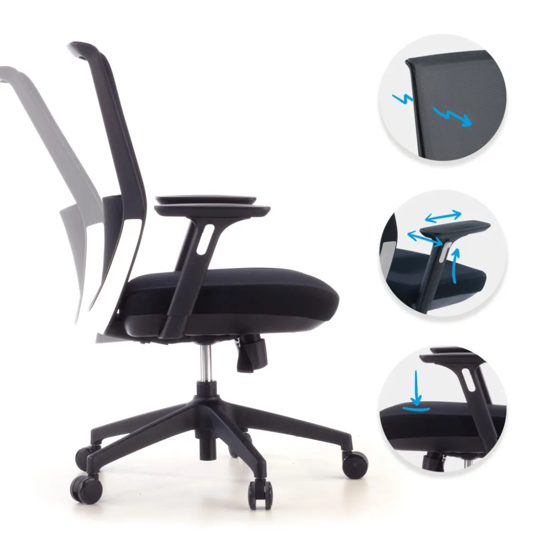 Silla de oficina Wind, respaldo ergonómico, brazos 3D, red