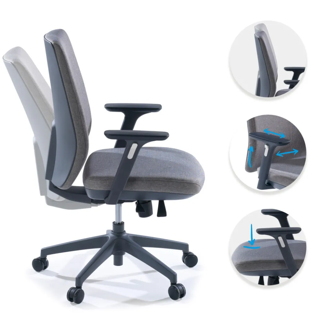Silla de oficina Wind, respaldo regulable, brazos 3D, tapizado