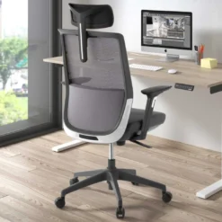 Silla de oficina Wind, respaldo ergonómico, brazos 3D, reposacabezas