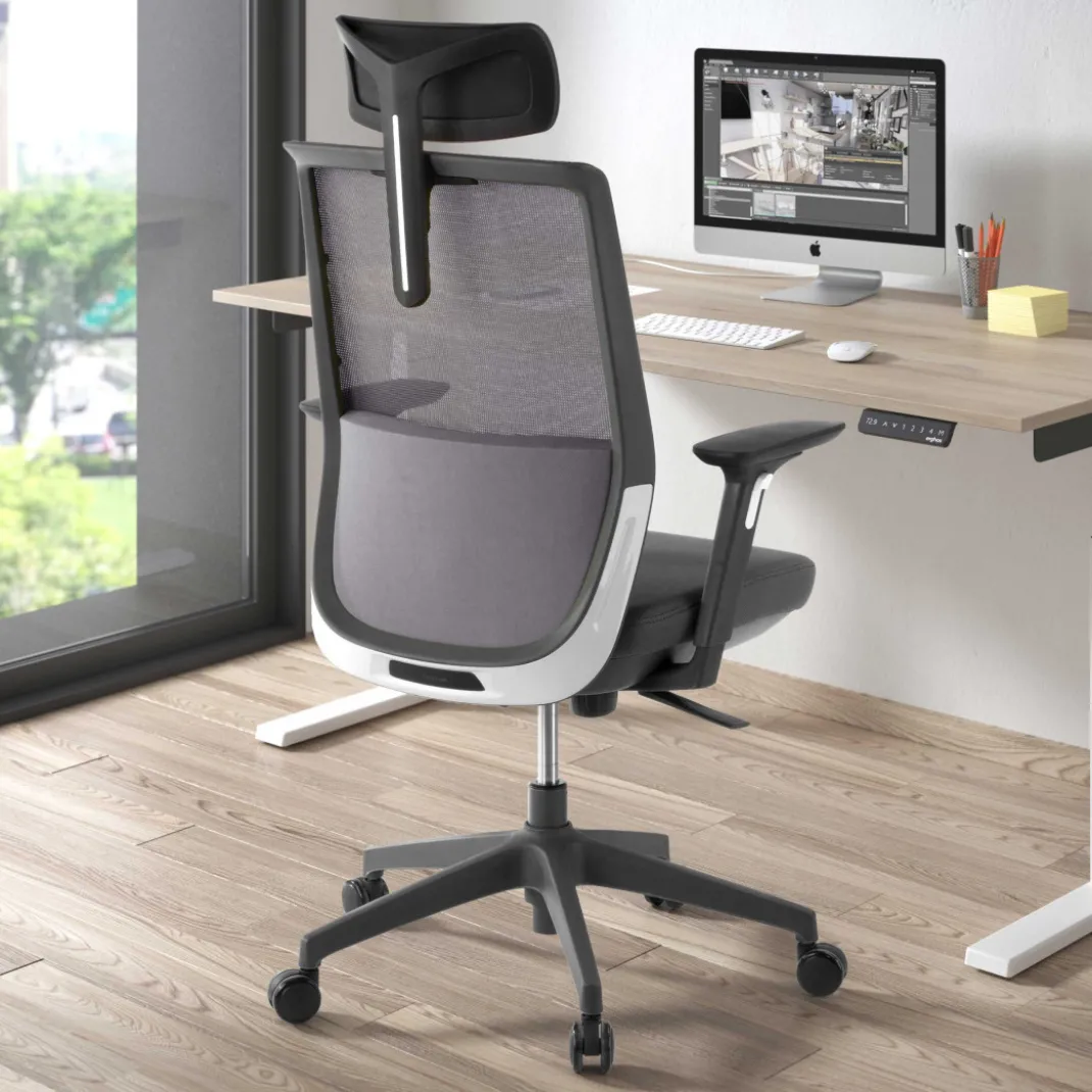 Silla de oficina Wind, respaldo ergonómico, brazos 3D, reposacabezas