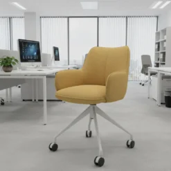 Silla de reuniones con ruedas Gala, estructura giratoria