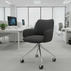Silla de reuniones con ruedas Gala, estructura giratoria