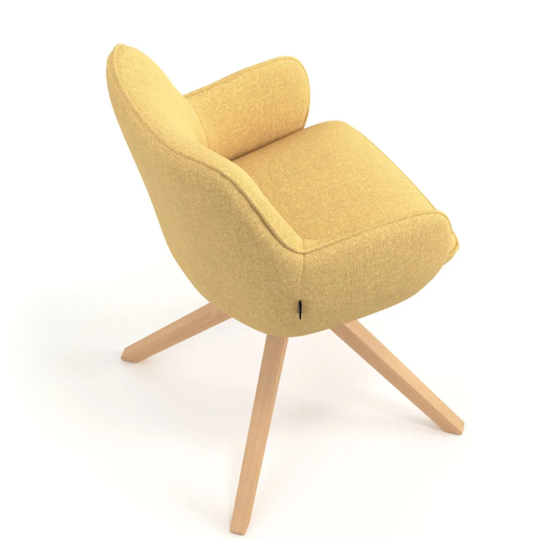 Silla de reuniones Gala, estructura giratoria, base de madera