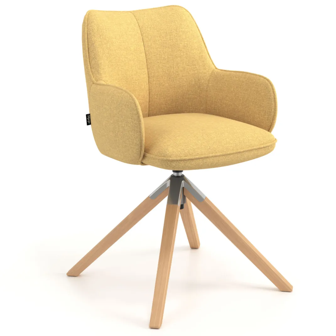 Silla de reuniones Gala, estructura giratoria, base de madera