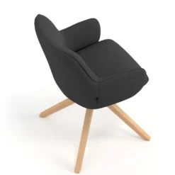 Silla de reuniones Gala, estructura giratoria, base de madera
