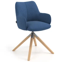 Silla de reuniones Gala, estructura giratoria, base de madera