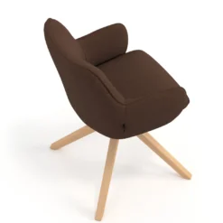Silla de reuniones Gala, estructura giratoria, base de madera