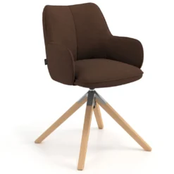 Silla de reuniones Gala, estructura giratoria, base de madera