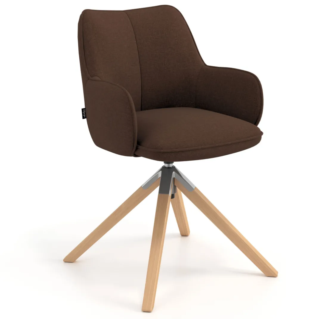 Silla de reuniones Gala, estructura giratoria, base de madera