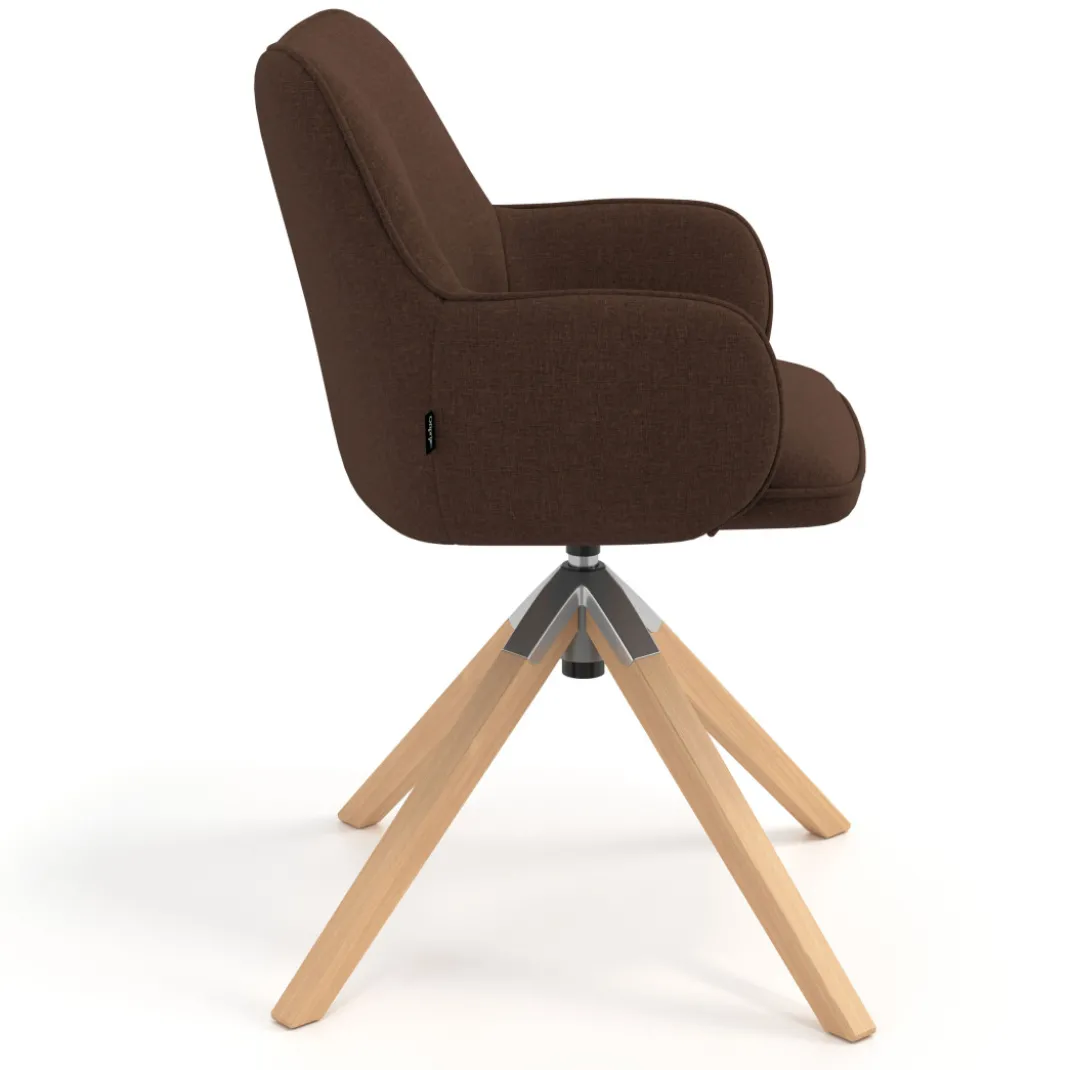 Silla de reuniones Gala, estructura giratoria, base de madera