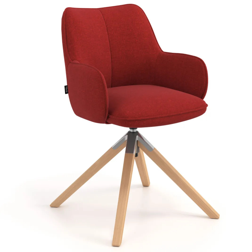 Silla de reuniones Gala, estructura giratoria, base de madera