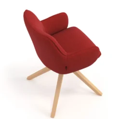 Silla de reuniones Gala, estructura giratoria, base de madera