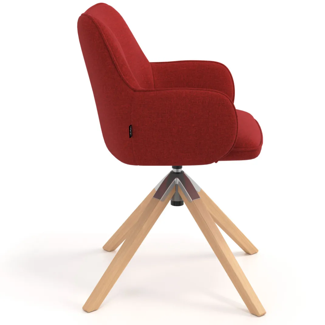 Silla de reuniones Gala, estructura giratoria, base de madera